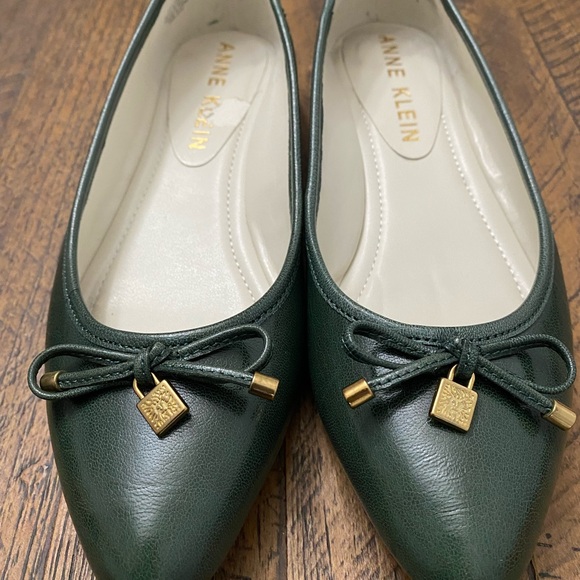 Anne Klein Shoes - Anne Klein forest Green Loafers with Gold Accents